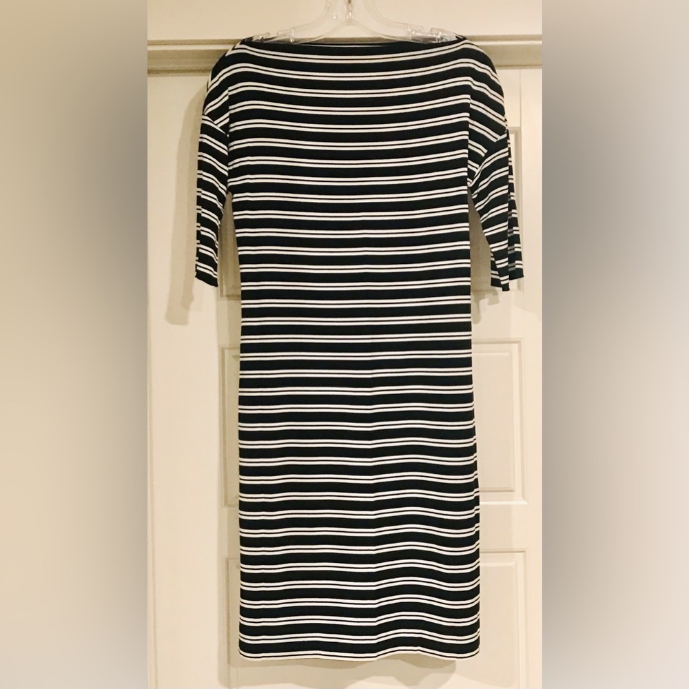 Marc Cain Navy and White Striped Dress